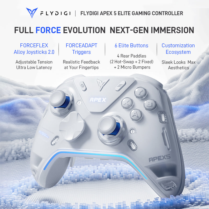 Flydigi Apex 5 Wireless Gamepad | Hall Effect Joysticks for PC, Switch 2, Android & iOS