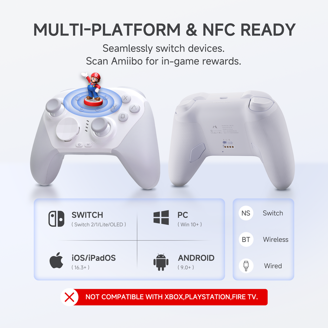 Mobapad Chitu2 Wireless Controller - TMR Glide Drift-Free Sticks for Nintendo Switch 1 &amp; 2